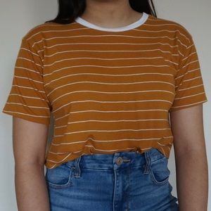 Forever 21 Yellow Striped Tie Tee
